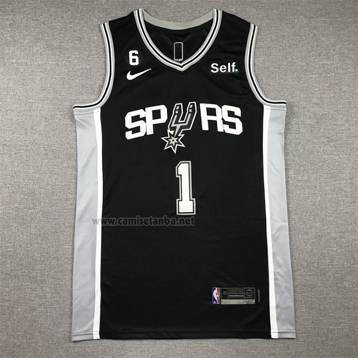 Camiseta San Antonio Spurs Victor Wembanyama #1 Icon 2022-23 Negro